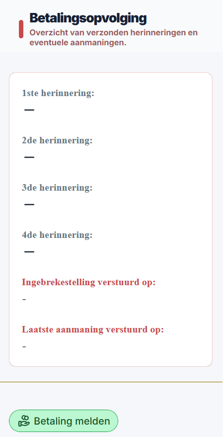 MinderWerk betalingsopvolging met herinneringen, aanmaningen en ingebrekestelling